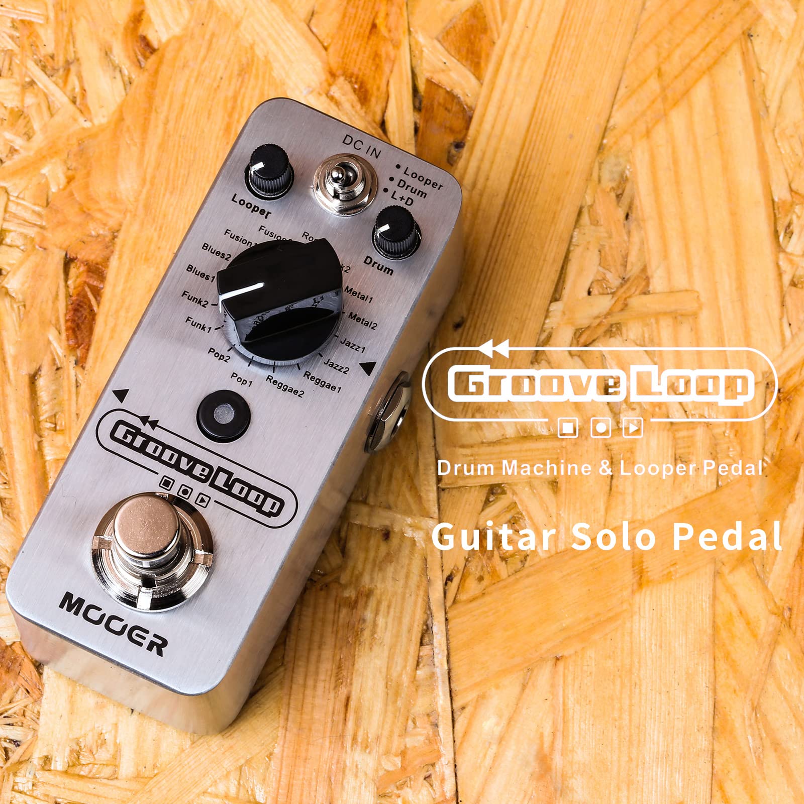 MOOER Groove Loop Drum Machine with 20 minutes Looper, 16 different Drum Grooves, 3 Modes, Tap Tempo to Loop, Record, Practice w